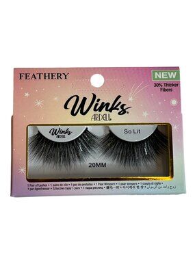 Ardell Winks Feathery So Lit 20mm False Eyelashes Black New